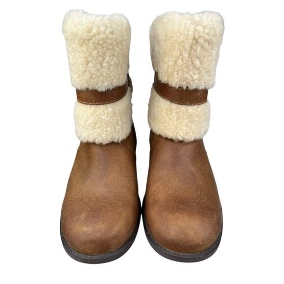UGG Women’s Blayre II Brown Leather Cuffed Winter Boot Size US 5.5 - Picture 7 of 10